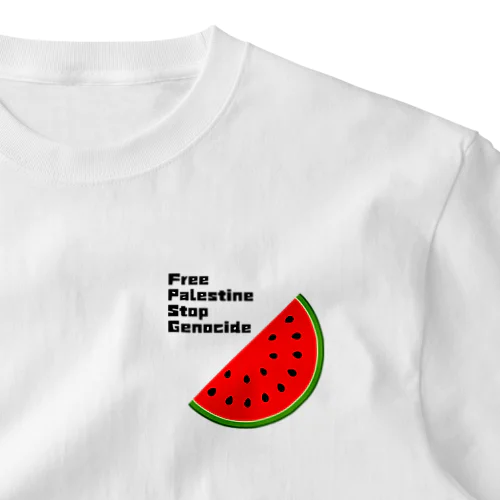 FreePalestine StopGenocide ワンポイントTシャツ