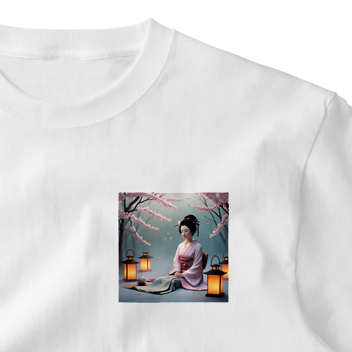 着物女性と桜 One Point T-Shirt