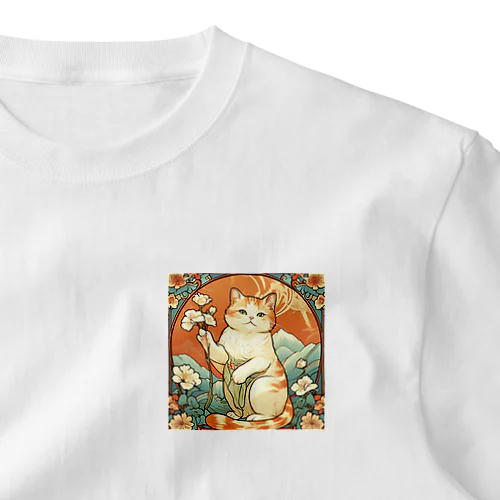 幸運を招いてない猫。花を持ってるだけよね One Point T-Shirt