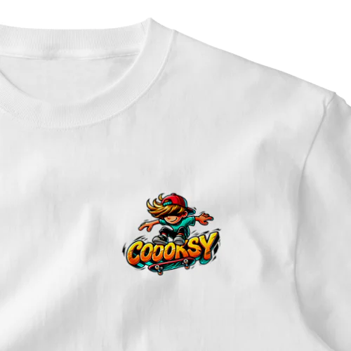 Cooksy スケートボード ワンポイントTシャツ