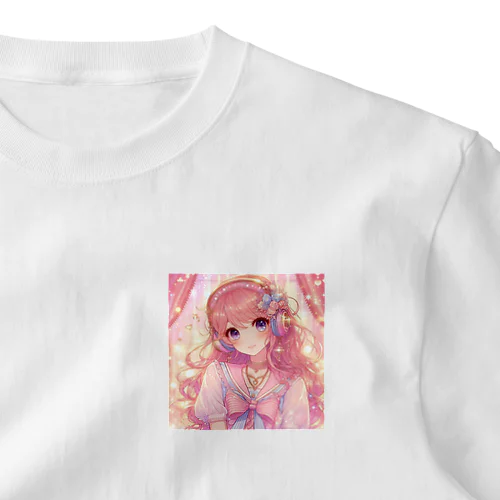 DJ　女の子　かわいい　ピンク ワンポイントTシャツ