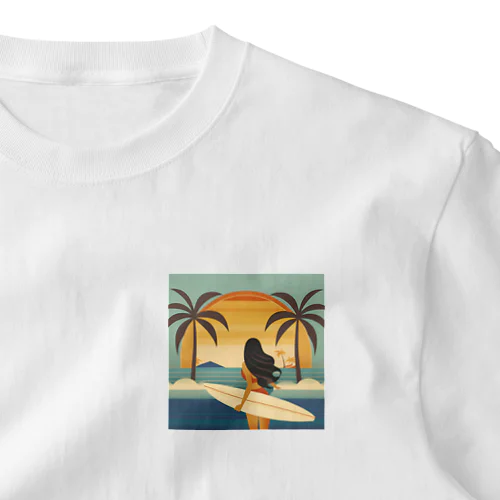 夕日の海辺 ワンポイントTシャツ