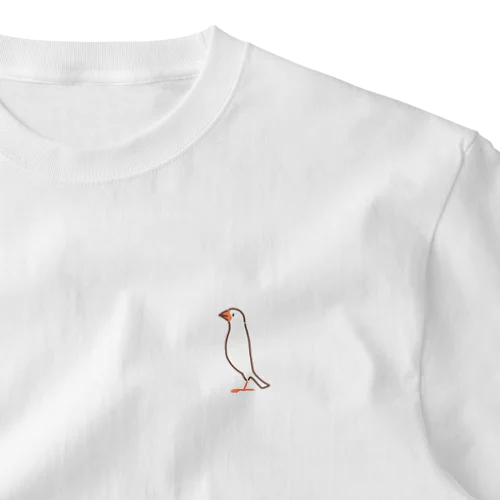 のぞき文鳥(白) ワンポイントTシャツ