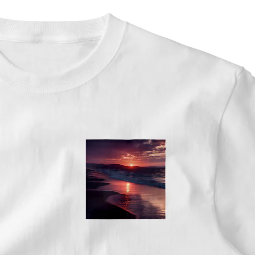 海辺の夕日 One Point T-Shirt