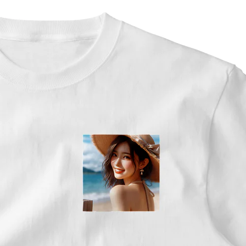 海辺の美女 ワンポイントTシャツ