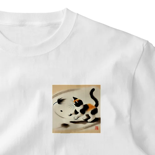 三毛猫の戯れ ワンポイントTシャツ