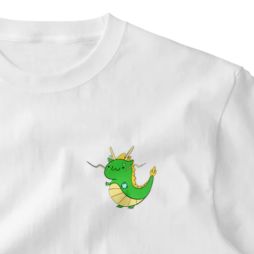 ほんわかドラゴン　みどり ワンポイントTシャツ