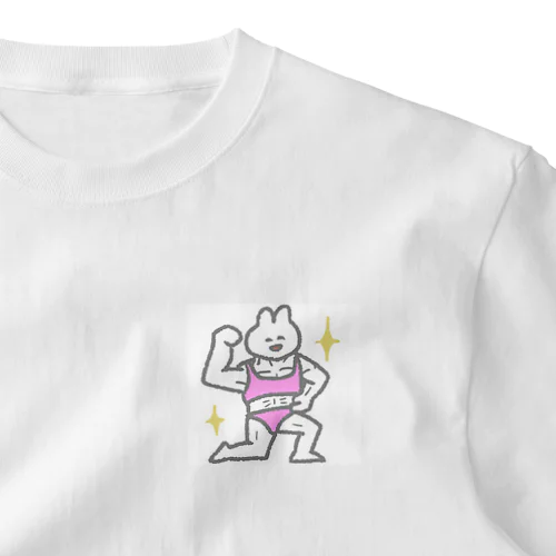 筋肉ムキムキうさぎさん ワンポイントTシャツ