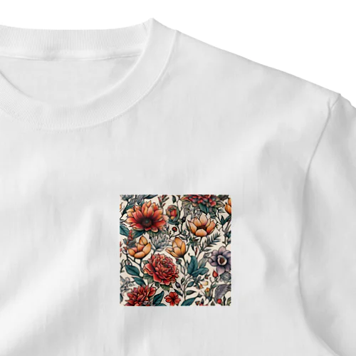 花柄 ワンポイントTシャツ