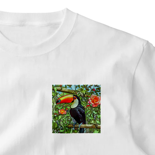 オニオオハシと薔薇 ワンポイントTシャツ