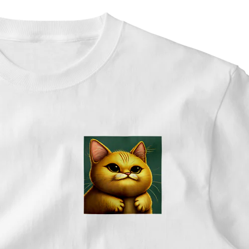 金色の猫 ワンポイントTシャツ