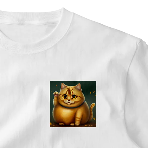 金色の猫 ワンポイントTシャツ