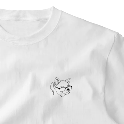 dog with sunglass③ One Point T-Shirt