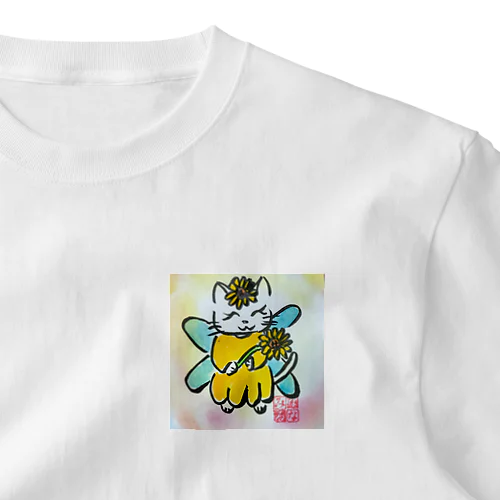 ねこ妖精【ひまわり】 ワンポイントTシャツ