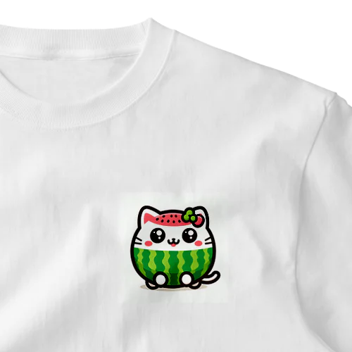 スイカにゃんこ ワンポイントTシャツ