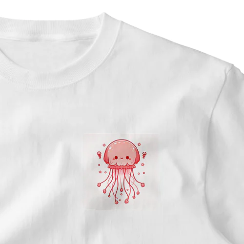 薄紅色のクラゲ･べーちゃん ワンポイントTシャツ