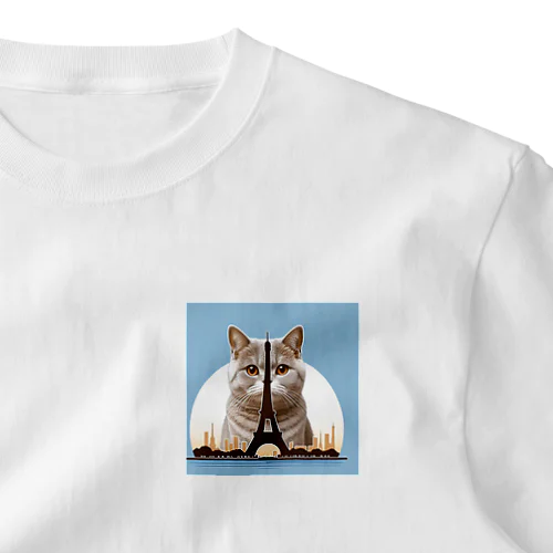 エッフェル塔に隠れた猫 One Point T-Shirt