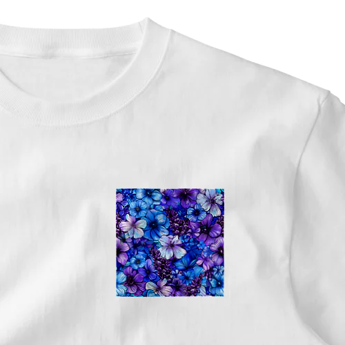 可愛い紫色と青色の花　イラスト One Point T-Shirt