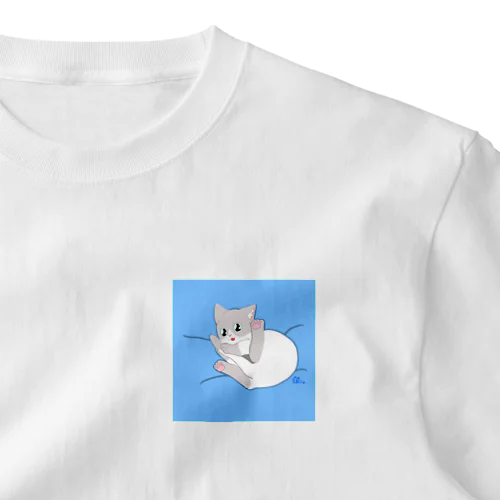 しっぽつかまえたにゃんこ ワンポイントTシャツ