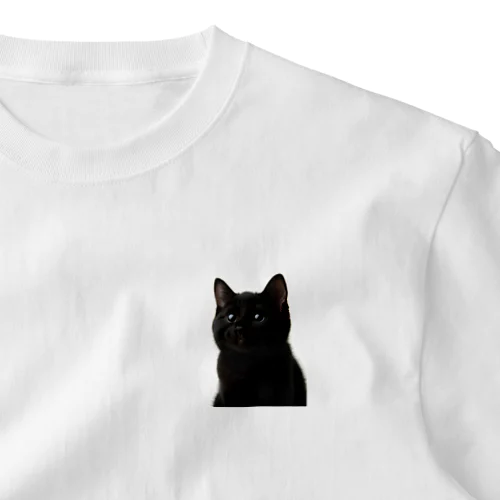 黒猫 ワンポイントTシャツ