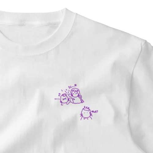 カラボス猫(紫) ワンポイントTシャツ