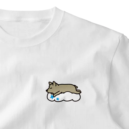 雲の上に寝る犬 ワンポイントTシャツ