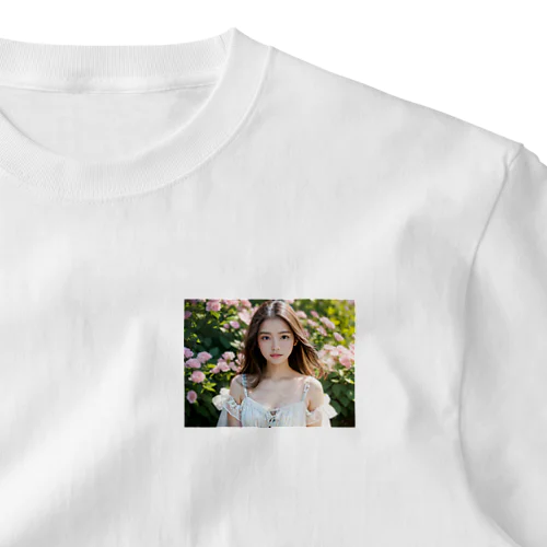 花と美女 ワンポイントTシャツ