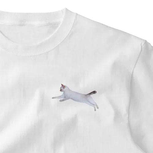 飛ぶ猫 ワンポイントTシャツ