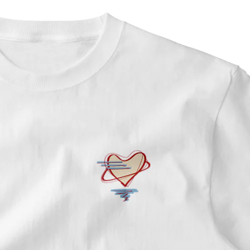 やや複雑なハート　ベージュアカ One Point T-Shirt