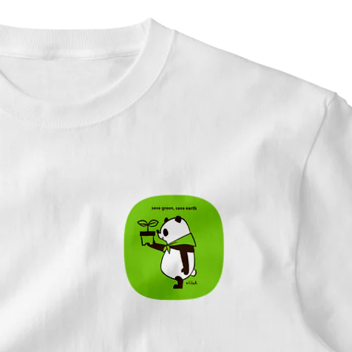 save green,save earth panda ワンポイントTシャツ