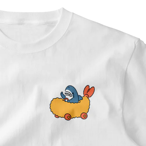 エビフライレーシングサメ ワンポイントTシャツ