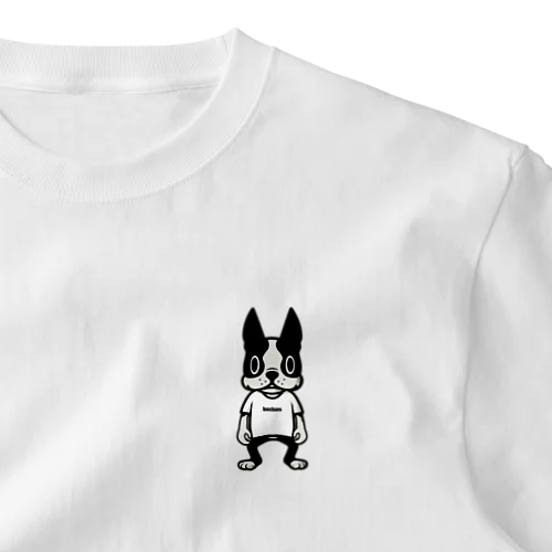 ボストンテリア　モノクロ ワンポイントTシャツ