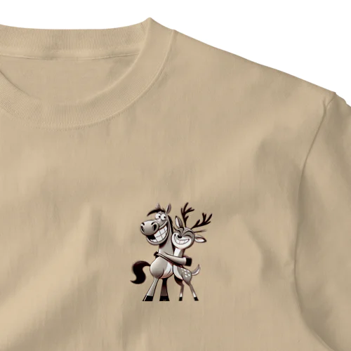 馬と鹿は仲良し♡ ワンポイントTシャツ