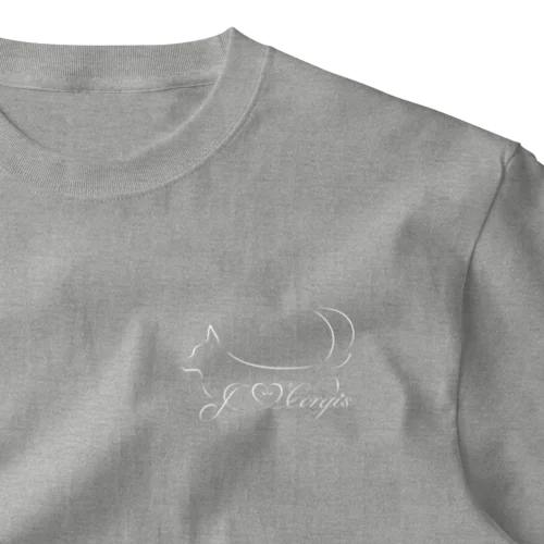 I Love Corgis 尻尾あり（ロゴホワイト） One Point T-Shirt