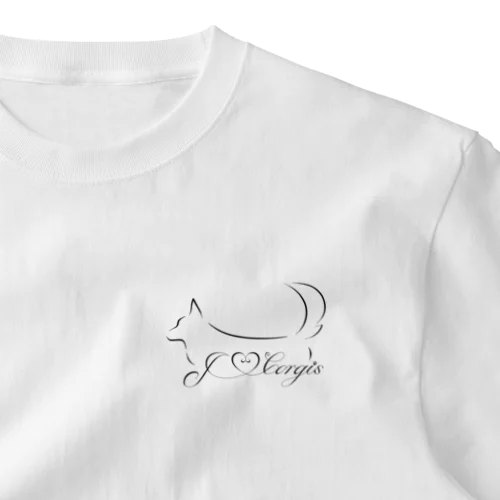 I Love Corgis 尻尾あり（ロゴブラック） One Point T-Shirt
