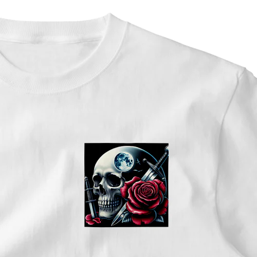 死神と薔薇（四角）AI生成 ワンポイントTシャツ