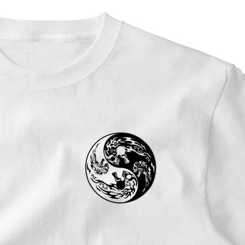 陰陽二連髑髏 旋転（オリジナル家紋シリーズ） ワンポイントTシャツ
