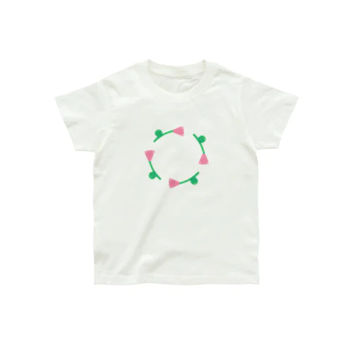 flower circle - pink - オーガニックコットンTシャツ