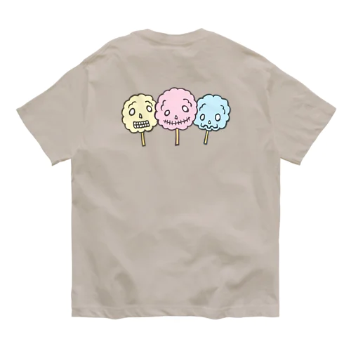 【バックプリント】ドクロ風味な綿菓子 オーガニックコットンTシャツ