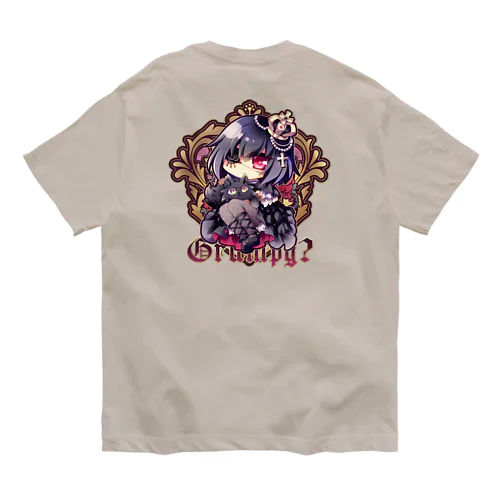 不機嫌と王冠とお猫さま（For Backprint） オーガニックコットンTシャツ