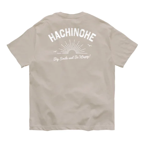 八戸ロゴ (白) バックプリント Organic Cotton T-Shirt