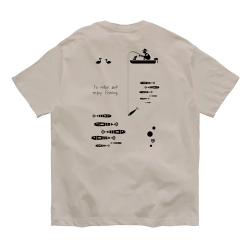 【両面】のんびりと釣りを楽しむ Organic Cotton T-Shirt