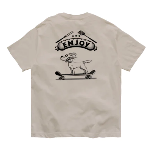 happy dog -ENJOY- (black ink) オーガニックコットンTシャツ