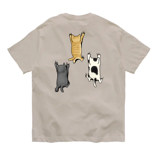 バックプリントver. 登ってくるネコたち Organic Cotton T-Shirt