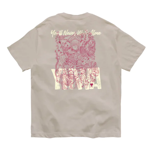 YNWA[wine×beige] オーガニックコットンTシャツ