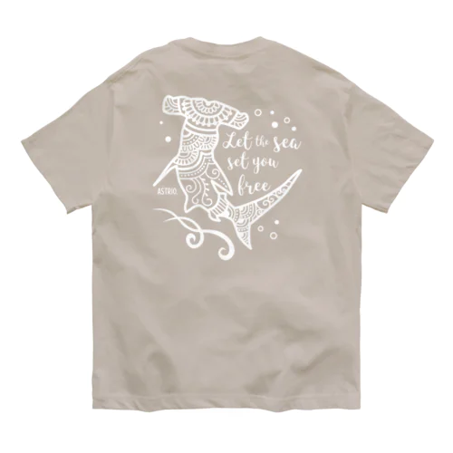 ヘナ柄ハンマーヘッドシャーク白 Organic Cotton T-Shirt