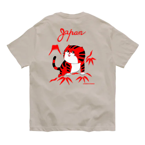 スカジャン風どらちゃん 赤虎 オーガニックコットンTシャツ
