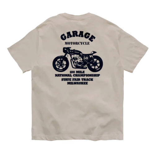 武骨なバイクデザイン(バックpt) オーガニックコットンTシャツ