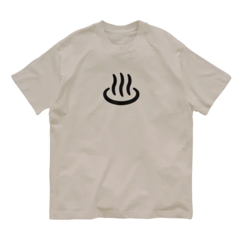 温泉マーク(黒) オーガニックコットンTシャツ