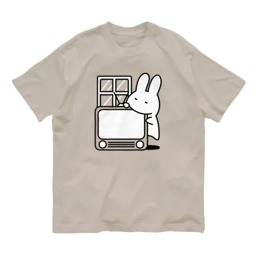 テレビにかじりつくうさぎ オーガニックコットンTシャツ